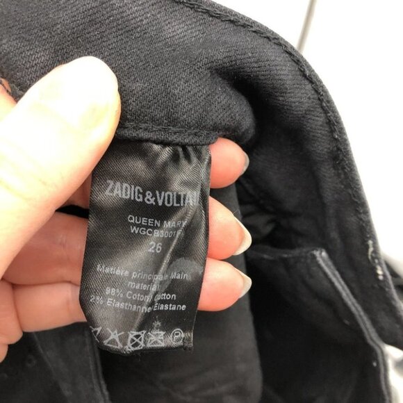 Brockenbow X Zadig & Voltaire Black Queen Mary studded Diamond jeans size 26 - Picture 4 of 16